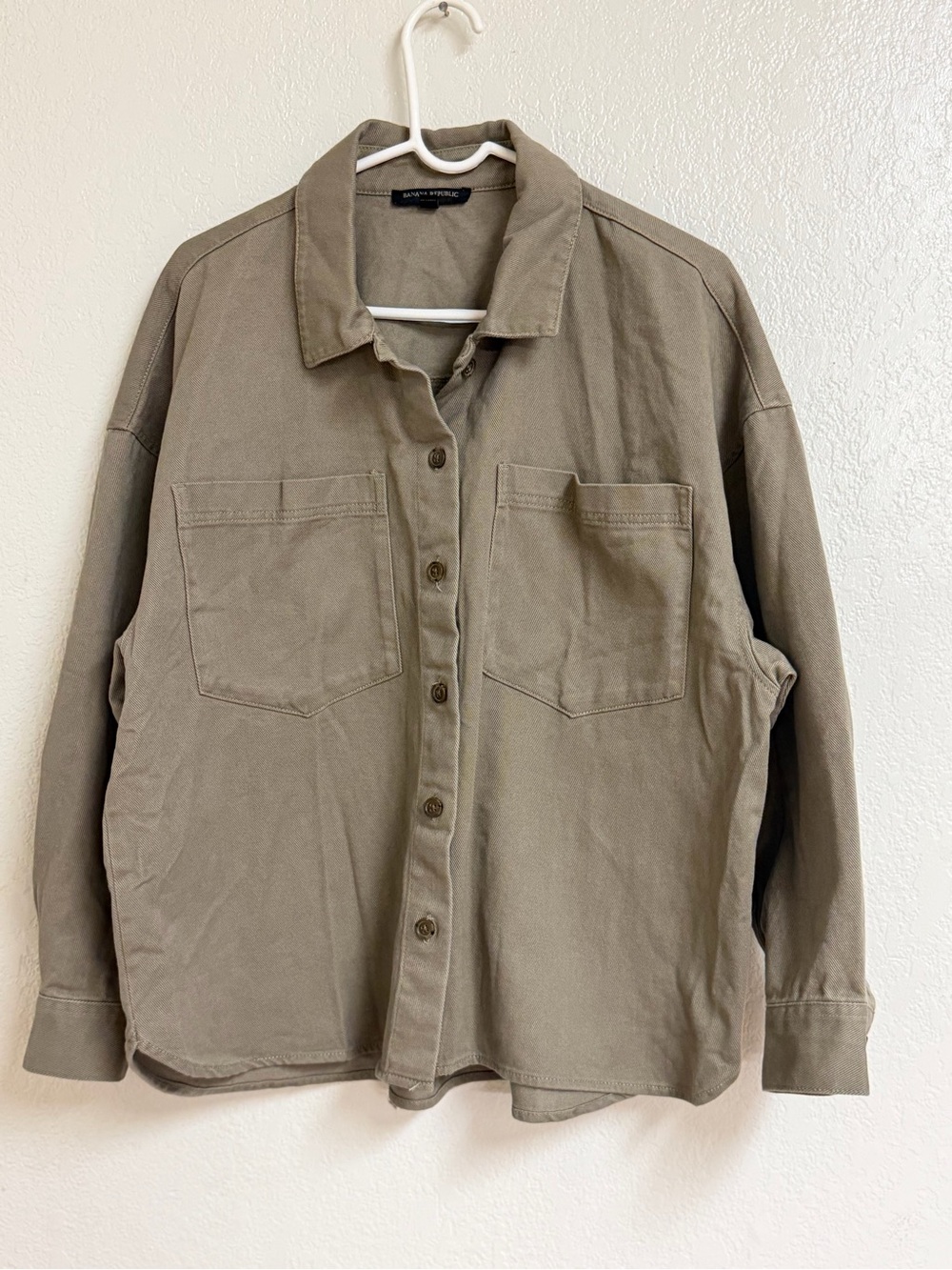 Banana Republic Women's Cotton Button-Front Jacket in Olive